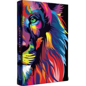 KJV Holy Bible, Multi Color Lion of Judah, Large Print, Handy Size Format, Hardc